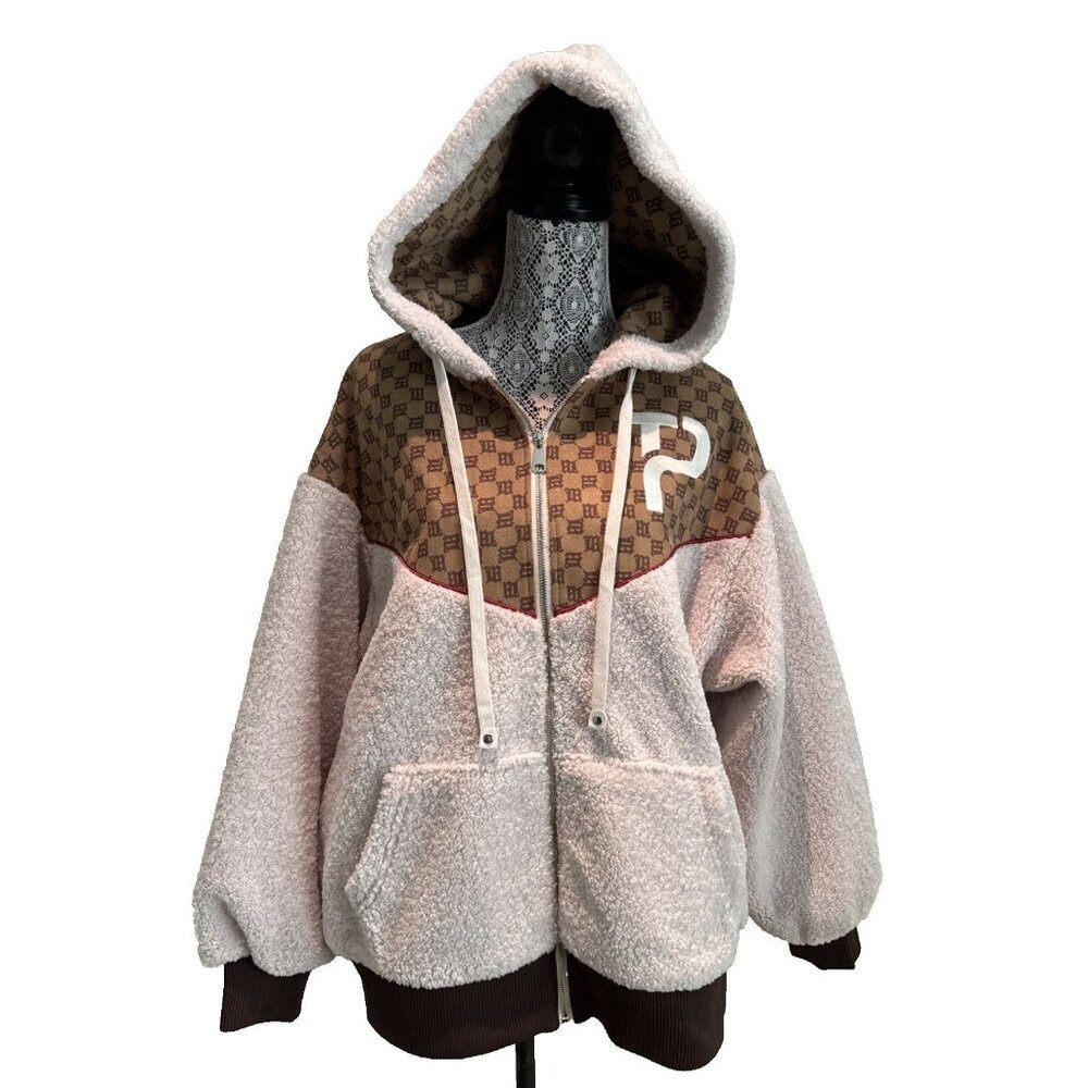 Shearing Jacket, Mens small, MISBHV print, LILI.WO, Tan & cream & Red‎ piping,
